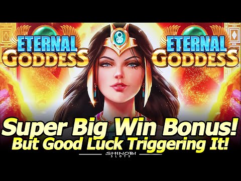 Super Big Win Bonus in Eternal Goddess Slot Machine by BluBeri – But Good Luck Triggering it, LOL!