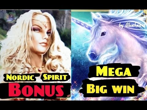 MYSTICAL UNICORN / NORDIC SPIRIT slot machine Bonus and MEGA BIG WIN!