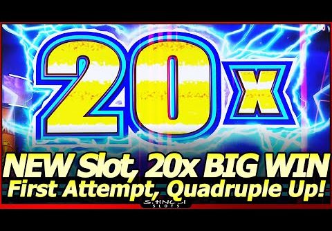 Lightning Surge Slot Machine – 20x Big Win Quadruple Up in NEW Konami Slot with Wild Lava Bonuses