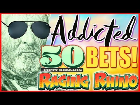 💸 ADDICTING! BETTING $50 SPINS! 💸MEGA PLAY Raging Rhino Rampage Slot Machine | Slot Traveler