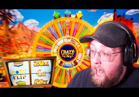 BIG MULTIPLIER WIN ON CRAZY TIME & 4X TOP SLOT COIN FLIP! (LIVE GAME SHOW)