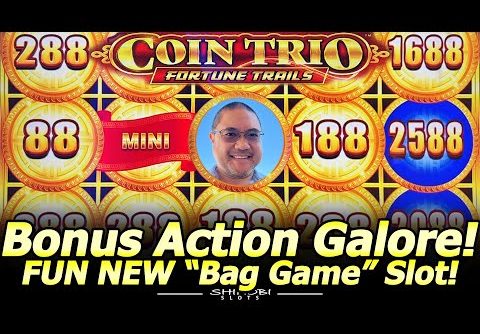 Bonus Action Galore! NEW Coin Trio Fortune Trails Slot Machine! Fun Features in the Latest Bag Game!
