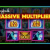 Huge Win + Massive Multiplier = Incredible Super Jackpot Deluxe Timber Wolf Slot Action!