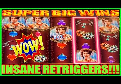 **SUPER BIG WINS!** INSANE RETRIGGERS! Napoleon And Josephine WMS Slot Machine Bonus