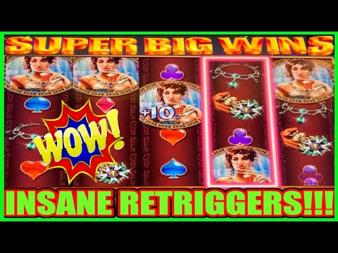 **SUPER BIG WINS!** INSANE RETRIGGERS! Napoleon And Josephine WMS Slot Machine Bonus