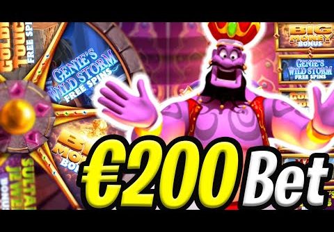 GENIE JACKPOTS 🔥 SLOT €200 MAX BET 😱 BONUS DID IT OMG‼️ *** MEGA BIG WINS ***