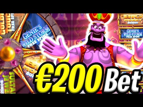 GENIE JACKPOTS 🔥 SLOT €200 MAX BET 😱 BONUS DID IT OMG‼️ *** MEGA BIG WINS ***