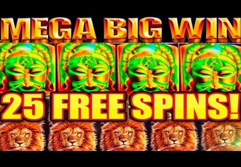 **MEGA BIG WIN!** 25 SPINS BONUS! King of Africa WMS Slot Machine Wins