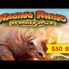 Raging Rhino Rampage Slot – GREAT SESSION, 50-SPIN WHEEL BONUS!