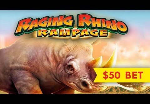 Raging Rhino Rampage Slot – GREAT SESSION, 50-SPIN WHEEL BONUS!