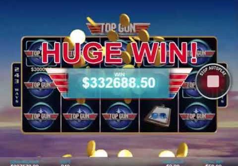 Huge WIN 337500$ !! Mega Jackpot on Top Gun Slot Machine from Playtech