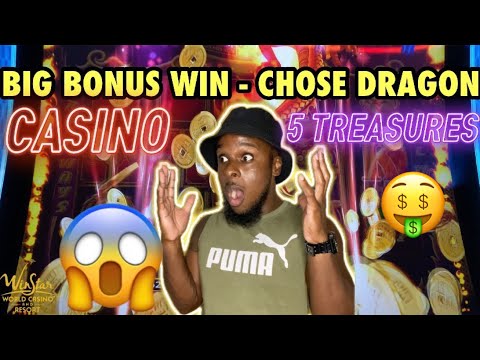 🔥 BIG WIN CHOOSING DRAGON BONUS ON 5 TREASURE SLOTS!! #winstar #casino #gambling #bonus #fyp #slots