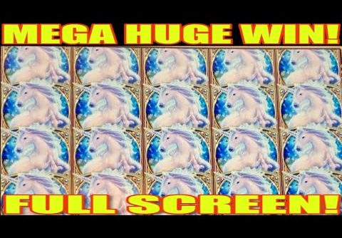 **HUGE MEGA BIG WIN!** FULL SCREEN BONUS! Mystical Unicorn Slot Machine WMS