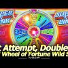 Super Wheel Mania Link Slot Machine – 1st Attempt Double-Up with Wheel of Fortune Wild Spin Vacation