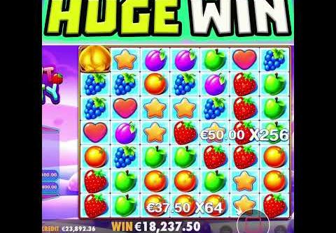 FRUIT PARTY 🍓 SLOT MAX MULTIPLIERS TOP PAYING SYMBOL HUGE BIG WIN‼️ #shorts