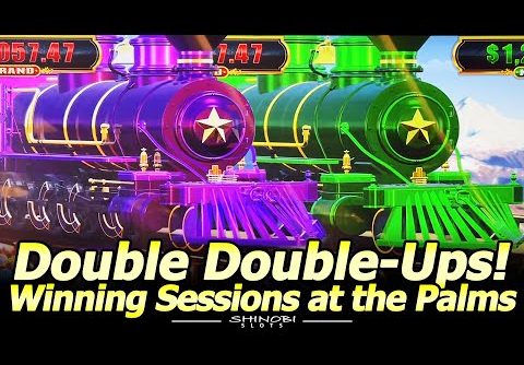 Double Double-Ups in Cash Express Luxury Line TimberWolf/Buffalo Slot Machine at the Palms in Vegas!