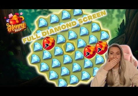 HONEY RUSH FULL SCREEN DIAMONDS!!! BIG WIN WORLD RECORD ON PLAY’N GO SLOT!!!🍯