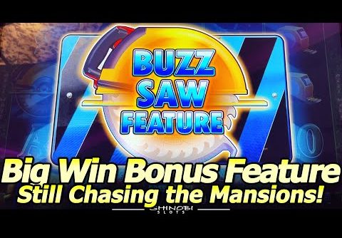 Huff N’ More Puff Slot Machine – Buzz Saw Feature BIG WIN While Chasing the Mansion Feature!