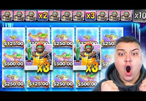 ALMOST 10X STAGE On NEW BIGGER BASS BLIZZARD CHRISTMAS CATCH SLOT!!