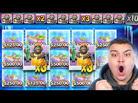 ALMOST 10X STAGE On NEW BIGGER BASS BLIZZARD CHRISTMAS CATCH SLOT!!