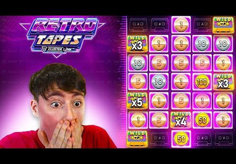 I SPUN INTO HUGE *SUPER* BONUS WITH JUST 1 SPIN.. (NEW RETRO TAPES SLOT)