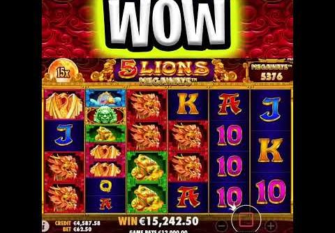 OMG THIS PAID SO MUCH 🔥 MEGA BIG WIN 5 LIONS MEGAWAYS SLOT‼️ #shorts