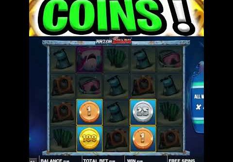 RAZOR SHARK SLOT MEGA BIG WIN GOLDEN COINS WITH A MULTIPLIER OMG #shorts