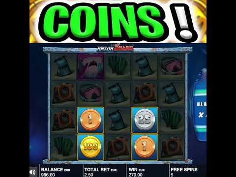 RAZOR SHARK SLOT MEGA BIG WIN GOLDEN COINS WITH A MULTIPLIER OMG #shorts