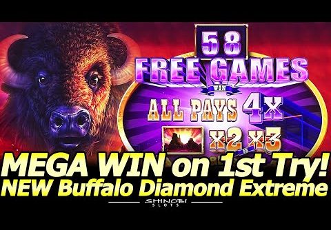 MEGA BIG WIN! NEW Buffalo Diamond Extreme! 58 4x Free Games Triggered and Max Bet Backup Spin Bonus!