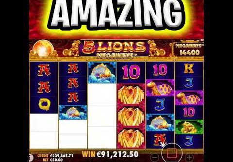 OMG IS THIS THE BEST REOCRD WIN EVER⁉️ 5 LIONS MEGAWAYS SLOT 🤑 #shorts