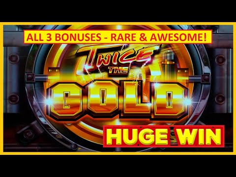 HUGE WIN from ALL 3 BONUSES: RARE! Twice the Gold Slots – AWESOME!