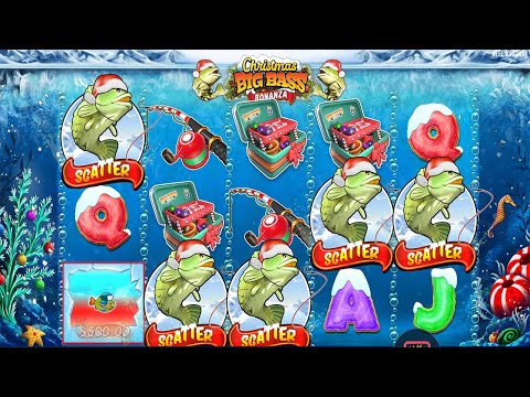 CHRISTMAS BIG BASS BONANZA – FIVE SCATTERS 20 FREE SPINS – BONUS BUY CASINO SLOT ONLINE BIG WINS