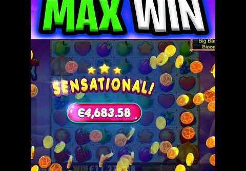 MY BIGGEST WIN EVER 🤑 ON FRUIT PARTY SLOT 🍓 MAX BET MAX WIN FINALLY OMG‼️ #shorts