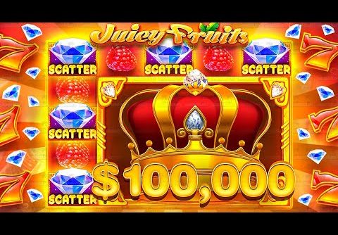 SUPER RARE 5 SCATTER BONUS & HUGE $100,000+ WIN On JUICY FRUITS!!