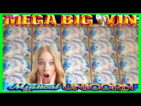 **MEGA BIG WIN!** SO MANY UNICORNS!🦄Mystical Unicorn WMS Slot Machine Bonus Wins