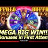 Buffalo Rush Slot – Mega Big Win in First Attempt!  5 Bonuses in New Aristocrat Slot Machine!