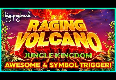 HUGE WIN! Raging Volcano Jungle Kingdom Slot – MAX BET 4 SYMBOL TRIGGER!