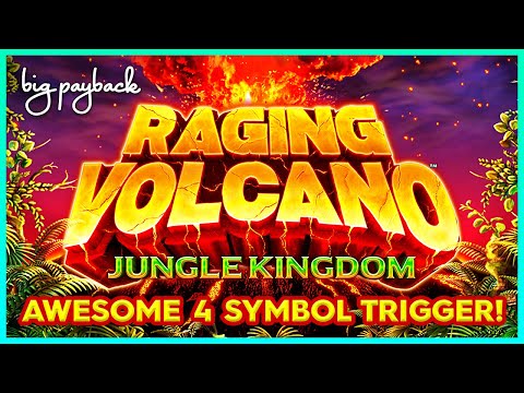 HUGE WIN! Raging Volcano Jungle Kingdom Slot – MAX BET 4 SYMBOL TRIGGER!