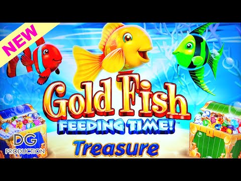 ⭐NEW⭐🐟 Gold FIsh 🐠 Feeding Time Treasure Slot Machine Big Win Wild Multiplier Bonus Features