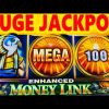 MEGA JACKPOT HANDPAY! Money Link slot machine jackpot win with more slot bonus wins!