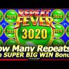 Repeat Fever Slot Machine – SUPER BIG WIN Bonus Feature in Dragon Hearts! How Many Repeat Wins Land?