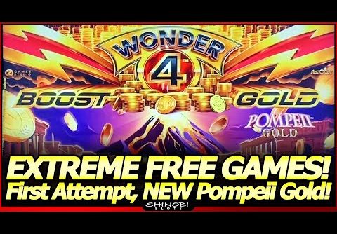 Wonder 4 Boost Gold Slot Machine – NEW Pompeii Gold!  Extreme Free Games, Live Play and Bonuses!