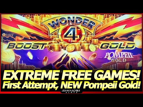 Wonder 4 Boost Gold Slot Machine – NEW Pompeii Gold!  Extreme Free Games, Live Play and Bonuses!