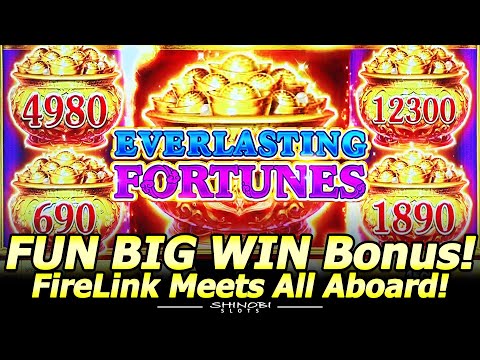 BIG WIN Bonus in NEW Everlasting Fortunes Slot Machine! FireLink Meets All Aboard in this FUN Bonus!