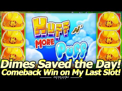 Huff n’ More Puff BIG WIN Bonus! Switching to Dimes Saved the Day in the Last Slot of my Trip!