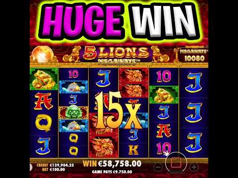 5 LIONS MEGAWAYS SLOT 🤑 MAX BET 🔥 MASSIVE BIG WINS OMG THIS IS EPIC‼️ #shorts