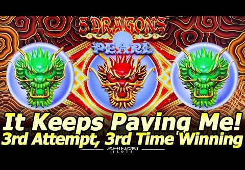 This Slot Keeps Paying Me! 3rd Attempt, 3rd BIG WIN in NEW 5 Dragons Pearl slot machine at Yaamava!