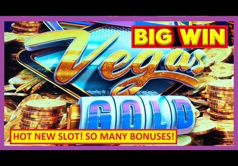 HOT NEW GAME! Big Win on Vegas Gold Slot – SO MANY BONUSES!