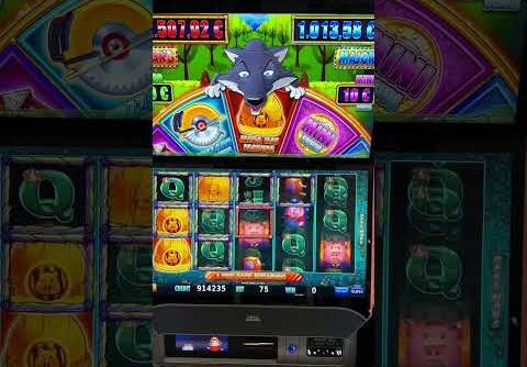 Slot machine Huff n’ More Puff winning wheel feature Mega Hat, demo play bonus rewards