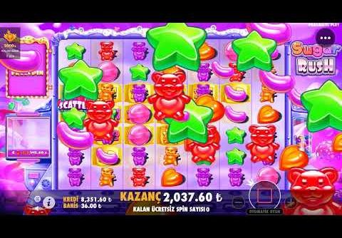 SUGAR RUSH | YİNE YENİ YENİDEN TATLI’MI TATLI BİG WİN!!! #sugarrush#sugarrushslot#slot